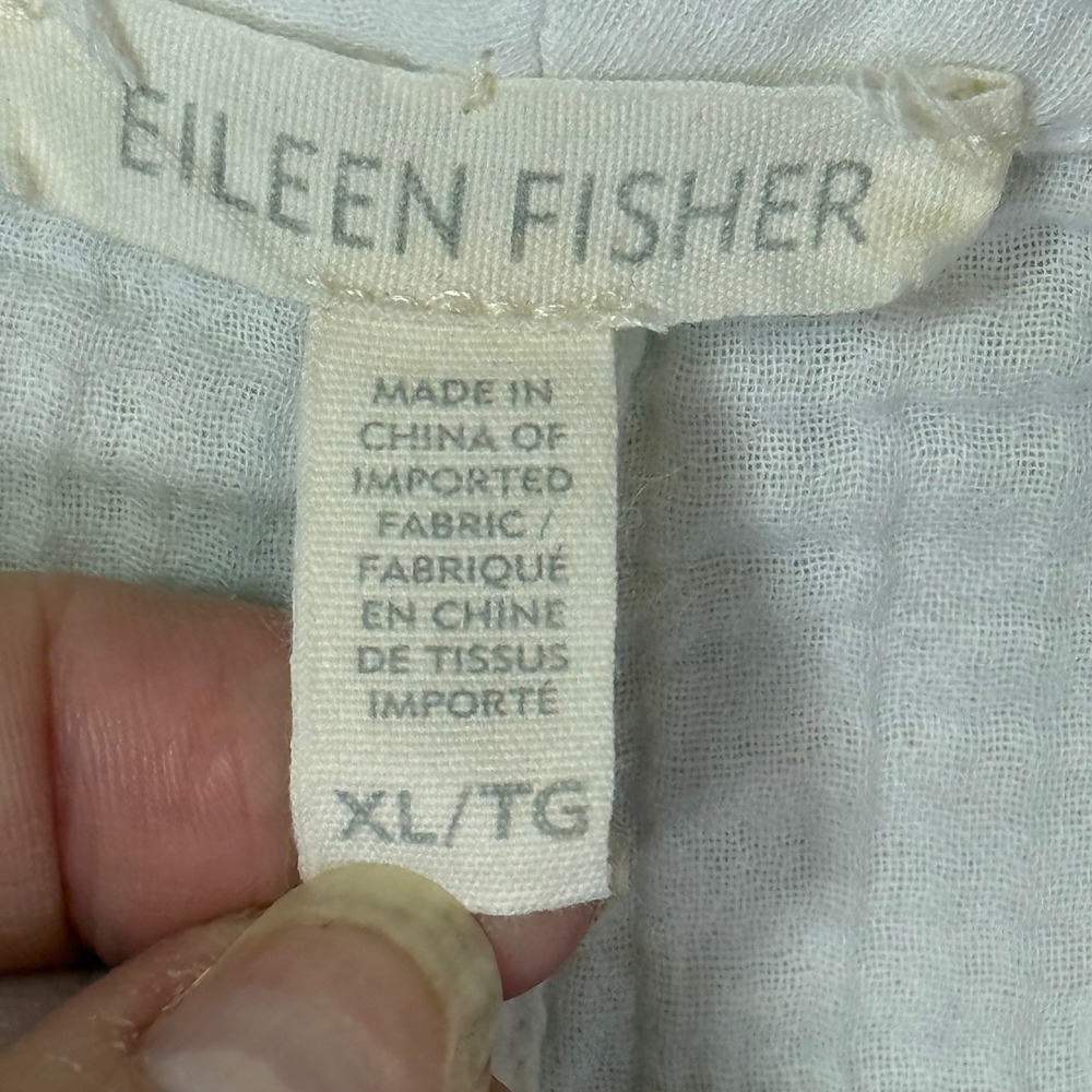 Good Eileen Fisher Kimono Cardigan Women XL White Organic Cotton Gauze - Picture 6 of 10